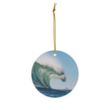 Wave Ceramic Christmas Ornament, 1-Pack