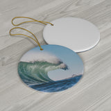 Wave Ceramic Christmas Ornament, 1-Pack